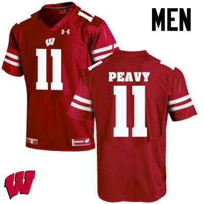 Men's Wisconsin Badgers NCAA #11 Jazz Peavy Red Authentic Under Armour Stitched College Football Jersey YV31I64RS